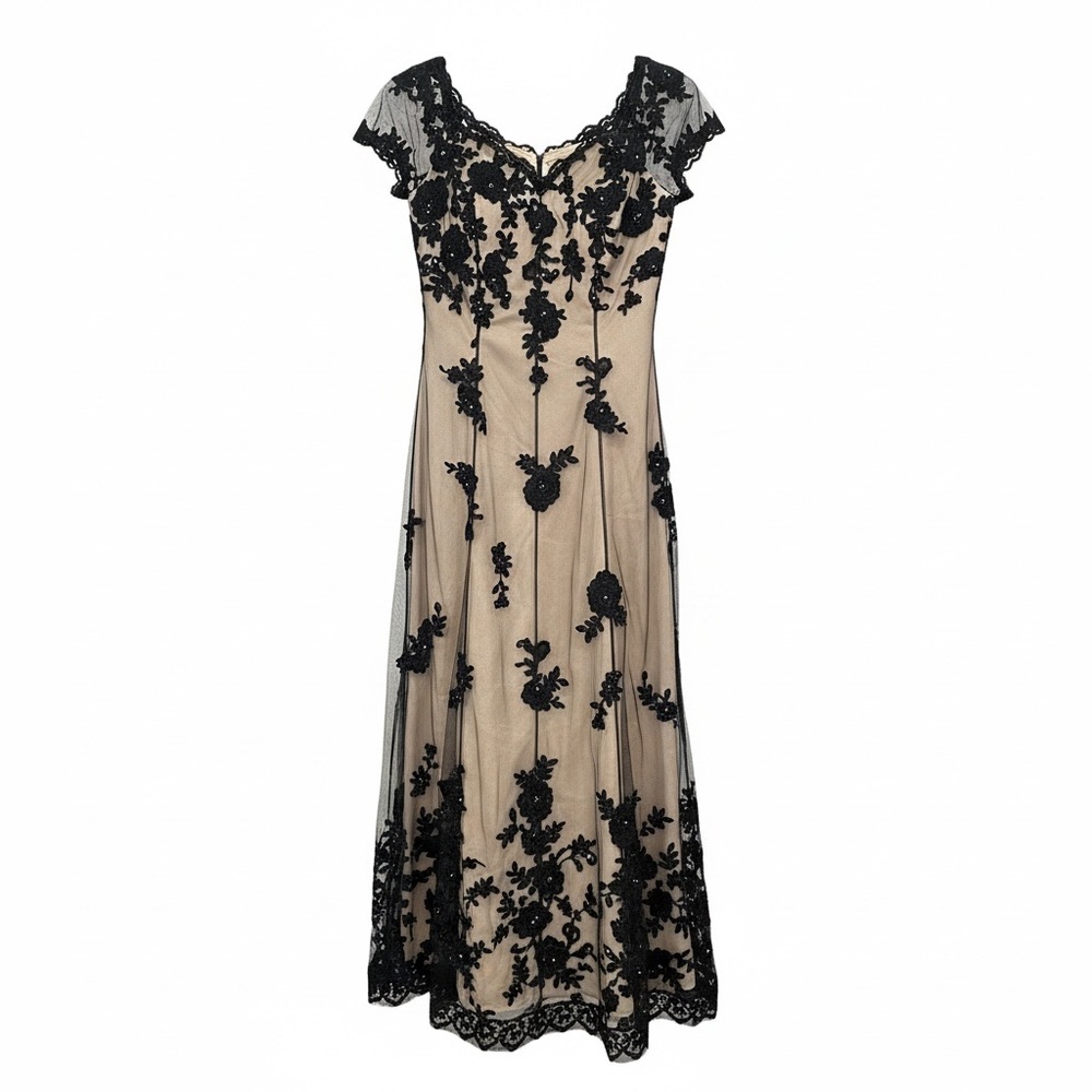 Jovani Black Floral Lace Long Sleeve Dress 10 - Picture 8 of 12